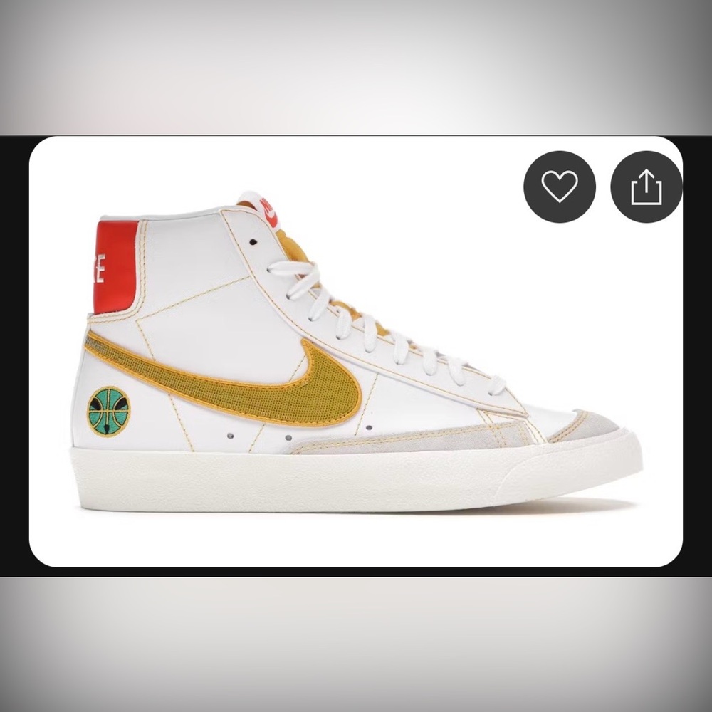 Nike White Sneakers with Green and Red Accents
